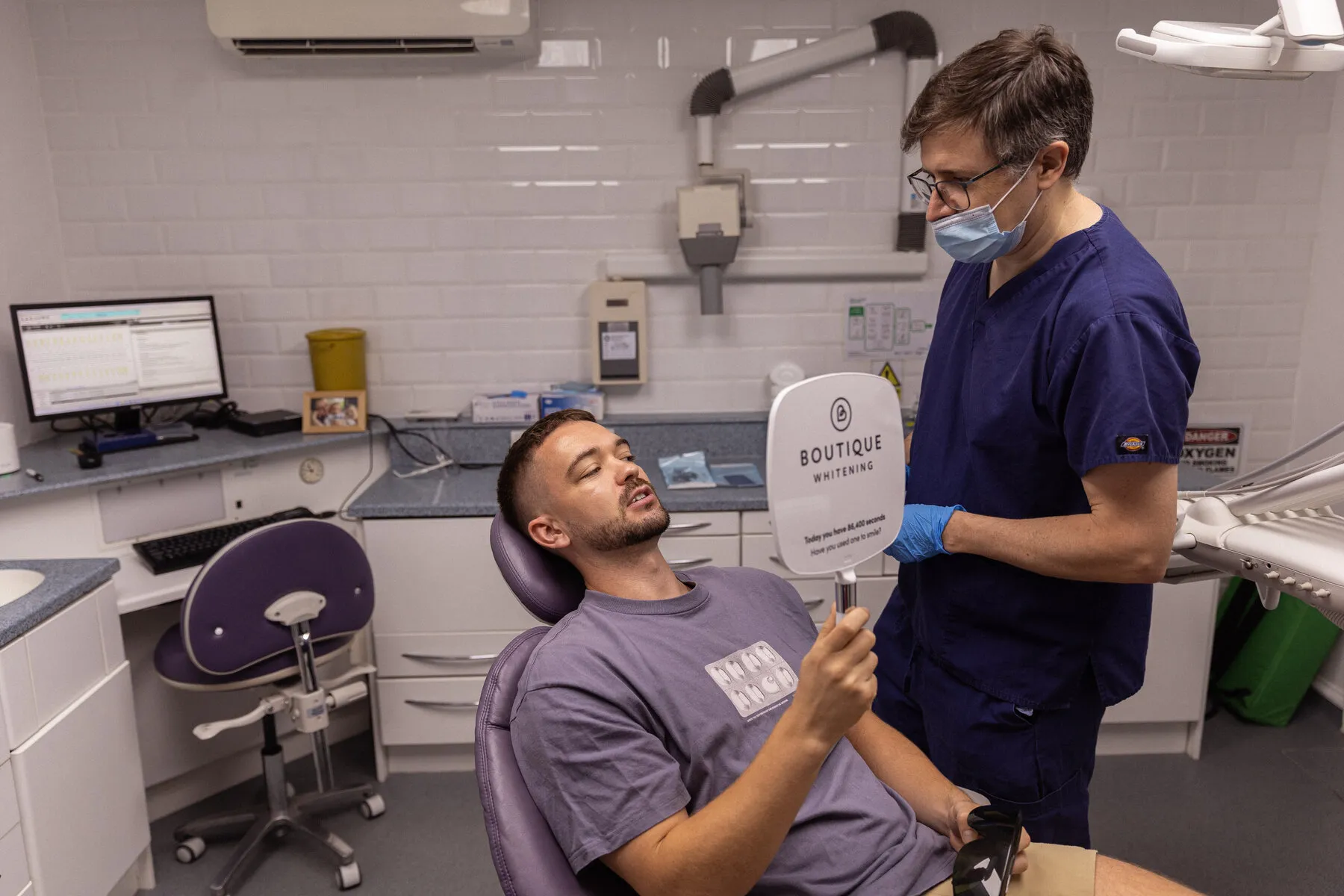 Dentist and patient during a treatment appointment at Charles Street Dental Surgery